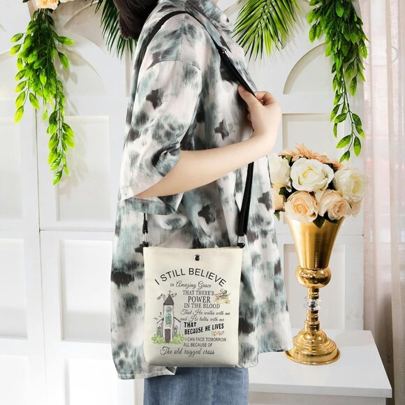 Durable Canvas Christian Crossbody Bag - Adjustable & Stylish 7.87in Design - Picture 4 of 6